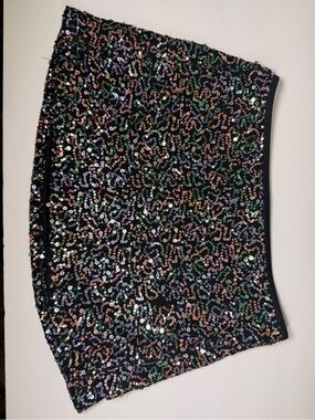 No Boundaries Black Sequin Mini Skirt with Iridescent Sparkle
